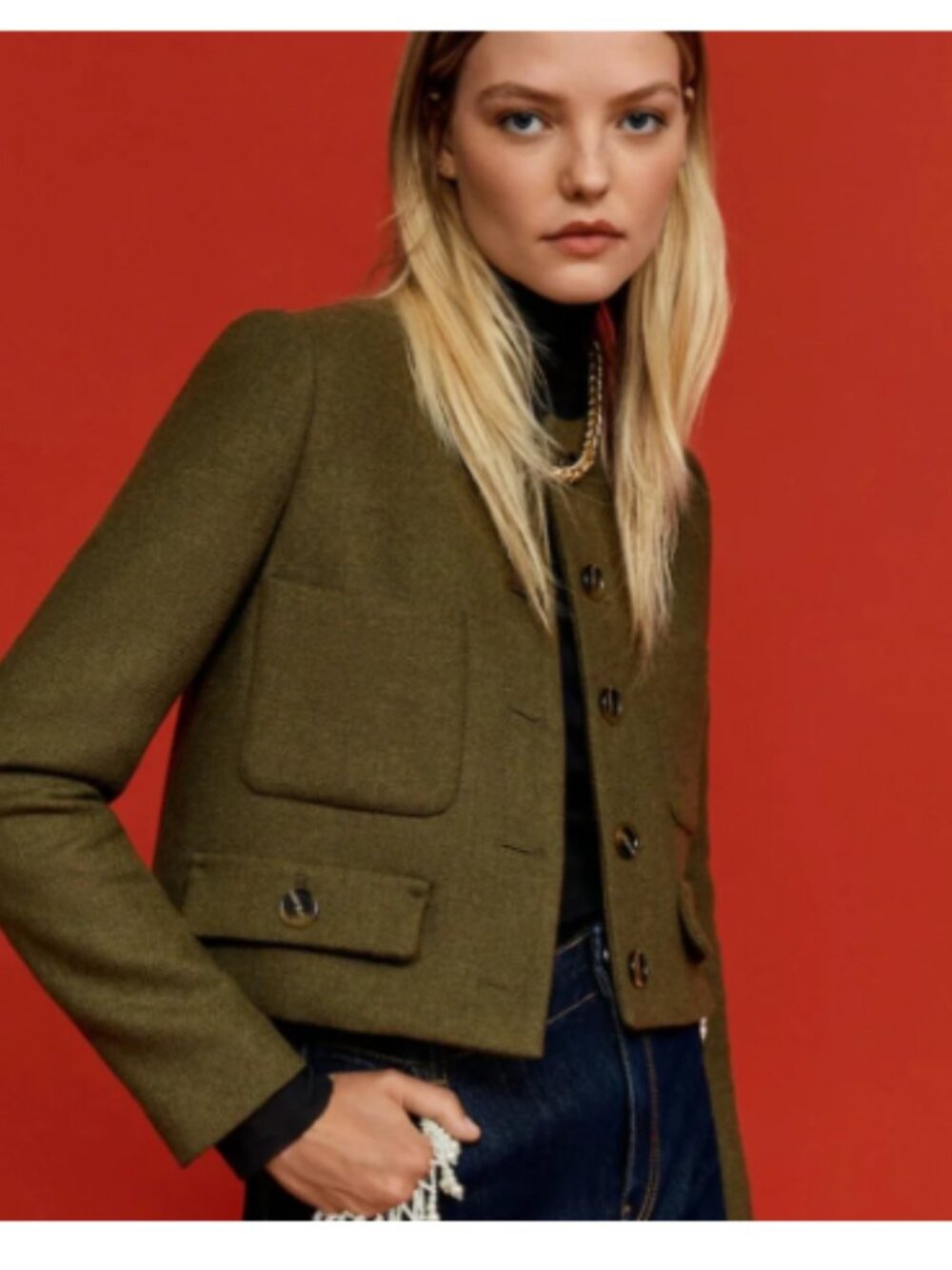 Mango Green Wool Blazer Size M